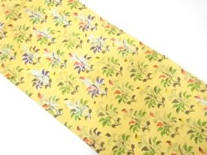 手織り節紬　草花模様　名古屋帯